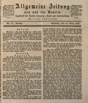 Allgemeine Zeitung von und für Bayern (Fränkischer Kurier) Freitag 11. März 1836