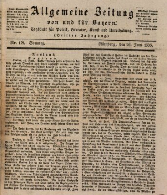 Allgemeine Zeitung von und für Bayern (Fränkischer Kurier) Sonntag 26. Juni 1836