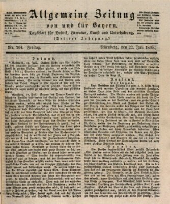 Allgemeine Zeitung von und für Bayern (Fränkischer Kurier) Freitag 22. Juli 1836