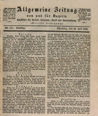 Allgemeine Zeitung von und für Bayern (Fränkischer Kurier) Samstag 30. Juli 1836