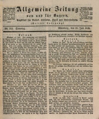 Allgemeine Zeitung von und für Bayern (Fränkischer Kurier) Sonntag 31. Juli 1836