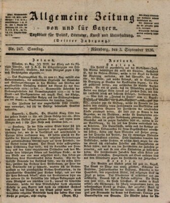 Allgemeine Zeitung von und für Bayern (Fränkischer Kurier) Samstag 3. September 1836