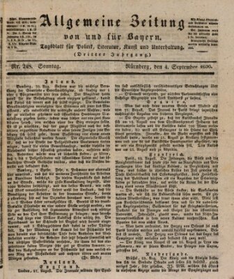 Allgemeine Zeitung von und für Bayern (Fränkischer Kurier) Sonntag 4. September 1836