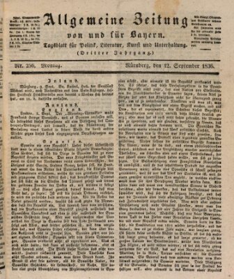 Allgemeine Zeitung von und für Bayern (Fränkischer Kurier) Montag 12. September 1836