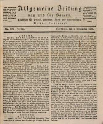 Allgemeine Zeitung von und für Bayern (Fränkischer Kurier) Freitag 4. November 1836