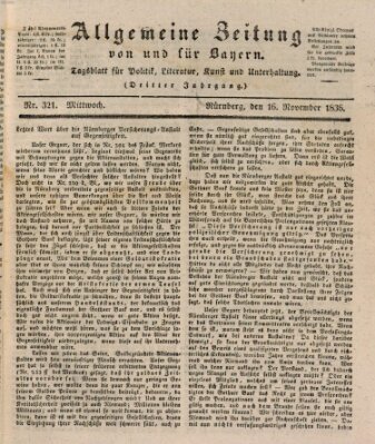 Allgemeine Zeitung von und für Bayern (Fränkischer Kurier) Mittwoch 16. November 1836