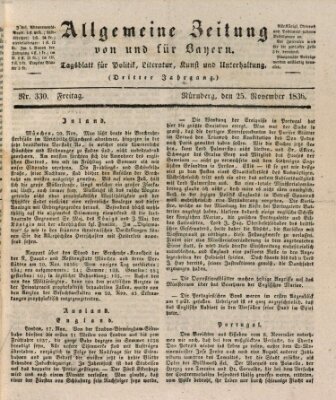 Allgemeine Zeitung von und für Bayern (Fränkischer Kurier) Freitag 25. November 1836