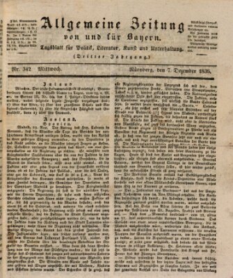 Allgemeine Zeitung von und für Bayern (Fränkischer Kurier) Mittwoch 7. Dezember 1836