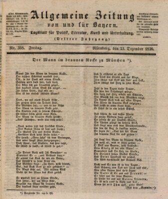 Allgemeine Zeitung von und für Bayern (Fränkischer Kurier) Freitag 23. Dezember 1836