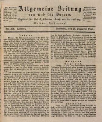 Allgemeine Zeitung von und für Bayern (Fränkischer Kurier) Montag 26. Dezember 1836