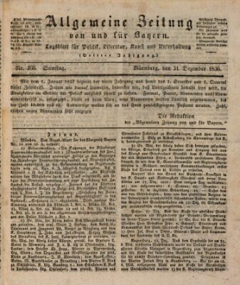 Allgemeine Zeitung von und für Bayern (Fränkischer Kurier) Samstag 31. Dezember 1836