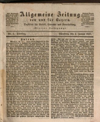 Allgemeine Zeitung von und für Bayern (Fränkischer Kurier) Dienstag 3. Januar 1837