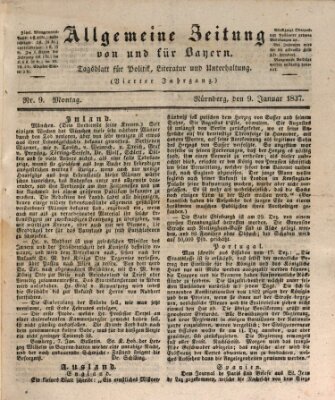 Allgemeine Zeitung von und für Bayern (Fränkischer Kurier) Montag 9. Januar 1837