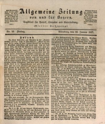 Allgemeine Zeitung von und für Bayern (Fränkischer Kurier) Freitag 20. Januar 1837