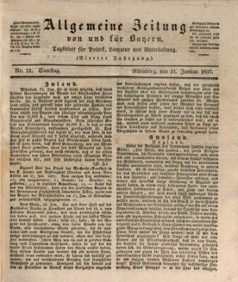 Allgemeine Zeitung von und für Bayern (Fränkischer Kurier) Samstag 21. Januar 1837