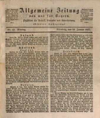 Allgemeine Zeitung von und für Bayern (Fränkischer Kurier) Montag 23. Januar 1837