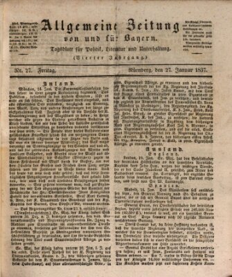 Allgemeine Zeitung von und für Bayern (Fränkischer Kurier) Freitag 27. Januar 1837