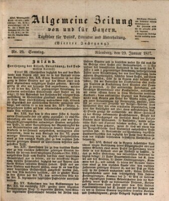 Allgemeine Zeitung von und für Bayern (Fränkischer Kurier) Sonntag 29. Januar 1837