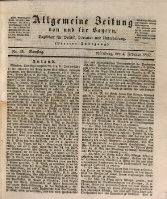 Allgemeine Zeitung von und für Bayern (Fränkischer Kurier) Samstag 4. Februar 1837