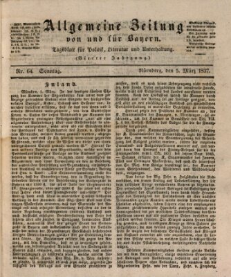 Allgemeine Zeitung von und für Bayern (Fränkischer Kurier) Sonntag 5. März 1837