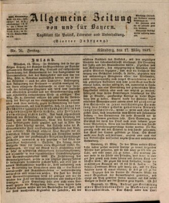 Allgemeine Zeitung von und für Bayern (Fränkischer Kurier) Freitag 17. März 1837