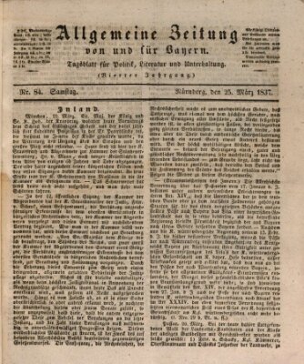 Allgemeine Zeitung von und für Bayern (Fränkischer Kurier) Samstag 25. März 1837