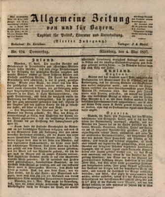 Allgemeine Zeitung von und für Bayern (Fränkischer Kurier) Donnerstag 4. Mai 1837