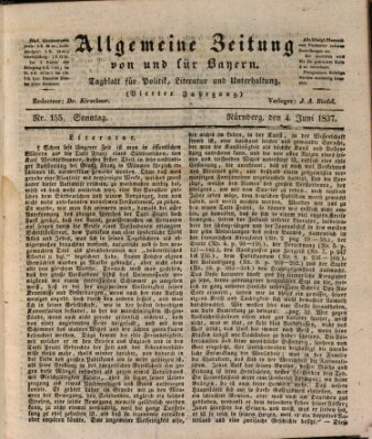 Allgemeine Zeitung von und für Bayern (Fränkischer Kurier) Sonntag 4. Juni 1837