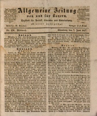 Allgemeine Zeitung von und für Bayern (Fränkischer Kurier) Mittwoch 7. Juni 1837