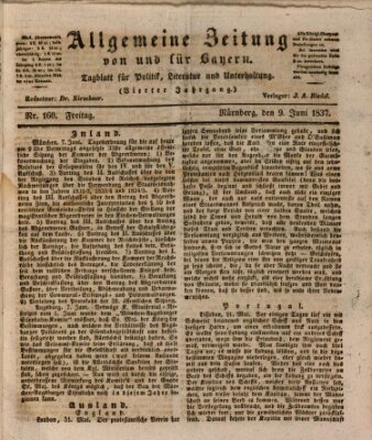 Allgemeine Zeitung von und für Bayern (Fränkischer Kurier) Freitag 9. Juni 1837