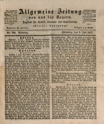 Allgemeine Zeitung von und für Bayern (Fränkischer Kurier) Sonntag 9. Juli 1837