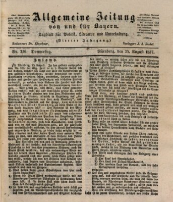 Allgemeine Zeitung von und für Bayern (Fränkischer Kurier) Donnerstag 24. August 1837