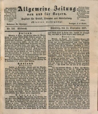 Allgemeine Zeitung von und für Bayern (Fränkischer Kurier) Mittwoch 13. September 1837