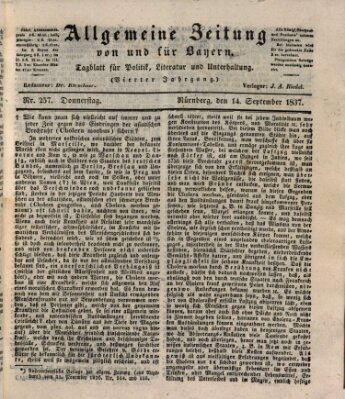 Allgemeine Zeitung von und für Bayern (Fränkischer Kurier) Donnerstag 14. September 1837