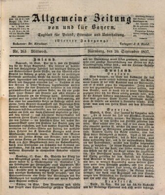 Allgemeine Zeitung von und für Bayern (Fränkischer Kurier) Mittwoch 20. September 1837