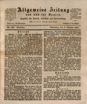 Allgemeine Zeitung von und für Bayern (Fränkischer Kurier) Sonntag 8. Oktober 1837