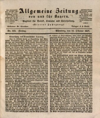 Allgemeine Zeitung von und für Bayern (Fränkischer Kurier) Freitag 20. Oktober 1837