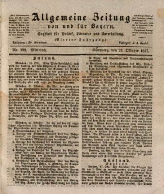 Allgemeine Zeitung von und für Bayern (Fränkischer Kurier) Mittwoch 25. Oktober 1837