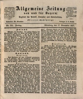 Allgemeine Zeitung von und für Bayern (Fränkischer Kurier) Freitag 17. November 1837