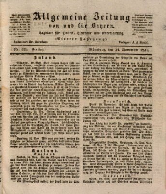 Allgemeine Zeitung von und für Bayern (Fränkischer Kurier) Freitag 24. November 1837