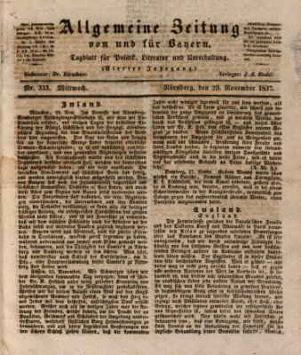 Allgemeine Zeitung von und für Bayern (Fränkischer Kurier) Mittwoch 29. November 1837