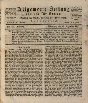 Allgemeine Zeitung von und für Bayern (Fränkischer Kurier) Montag 18. Dezember 1837