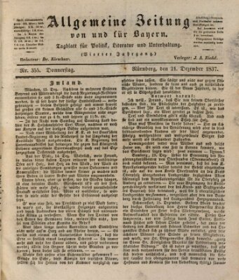 Allgemeine Zeitung von und für Bayern (Fränkischer Kurier) Donnerstag 21. Dezember 1837