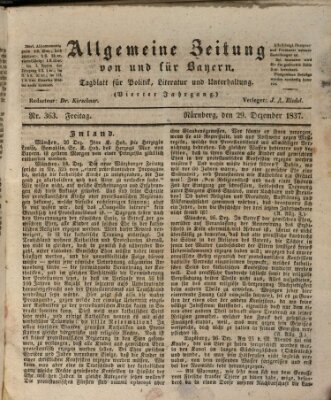 Allgemeine Zeitung von und für Bayern (Fränkischer Kurier) Freitag 29. Dezember 1837