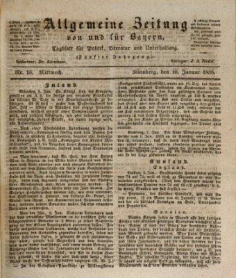 Allgemeine Zeitung von und für Bayern (Fränkischer Kurier) Mittwoch 10. Januar 1838