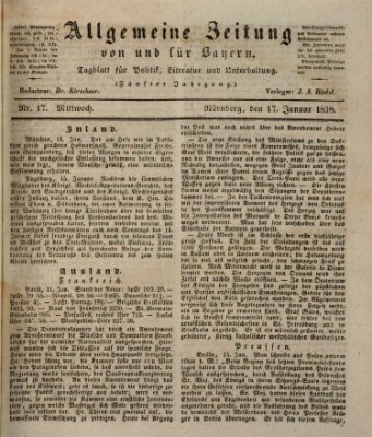 Allgemeine Zeitung von und für Bayern (Fränkischer Kurier) Mittwoch 17. Januar 1838