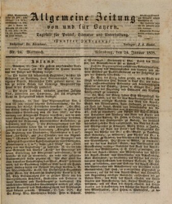 Allgemeine Zeitung von und für Bayern (Fränkischer Kurier) Mittwoch 24. Januar 1838