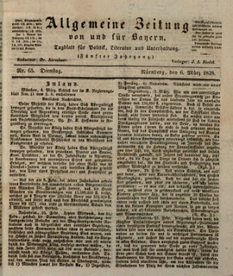 Allgemeine Zeitung von und für Bayern (Fränkischer Kurier) Dienstag 6. März 1838