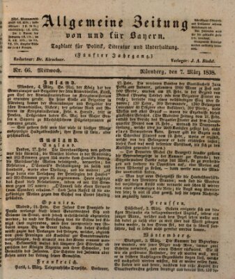 Allgemeine Zeitung von und für Bayern (Fränkischer Kurier) Mittwoch 7. März 1838