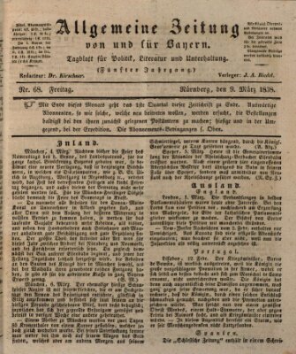 Allgemeine Zeitung von und für Bayern (Fränkischer Kurier) Freitag 9. März 1838